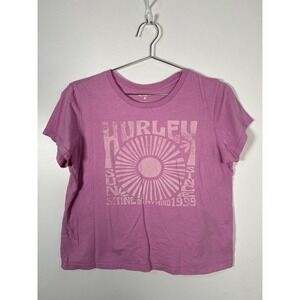 Hurley Sun Shine On My Mind Pink Graphic Tee Surf Boho Skater T-Shirt XL